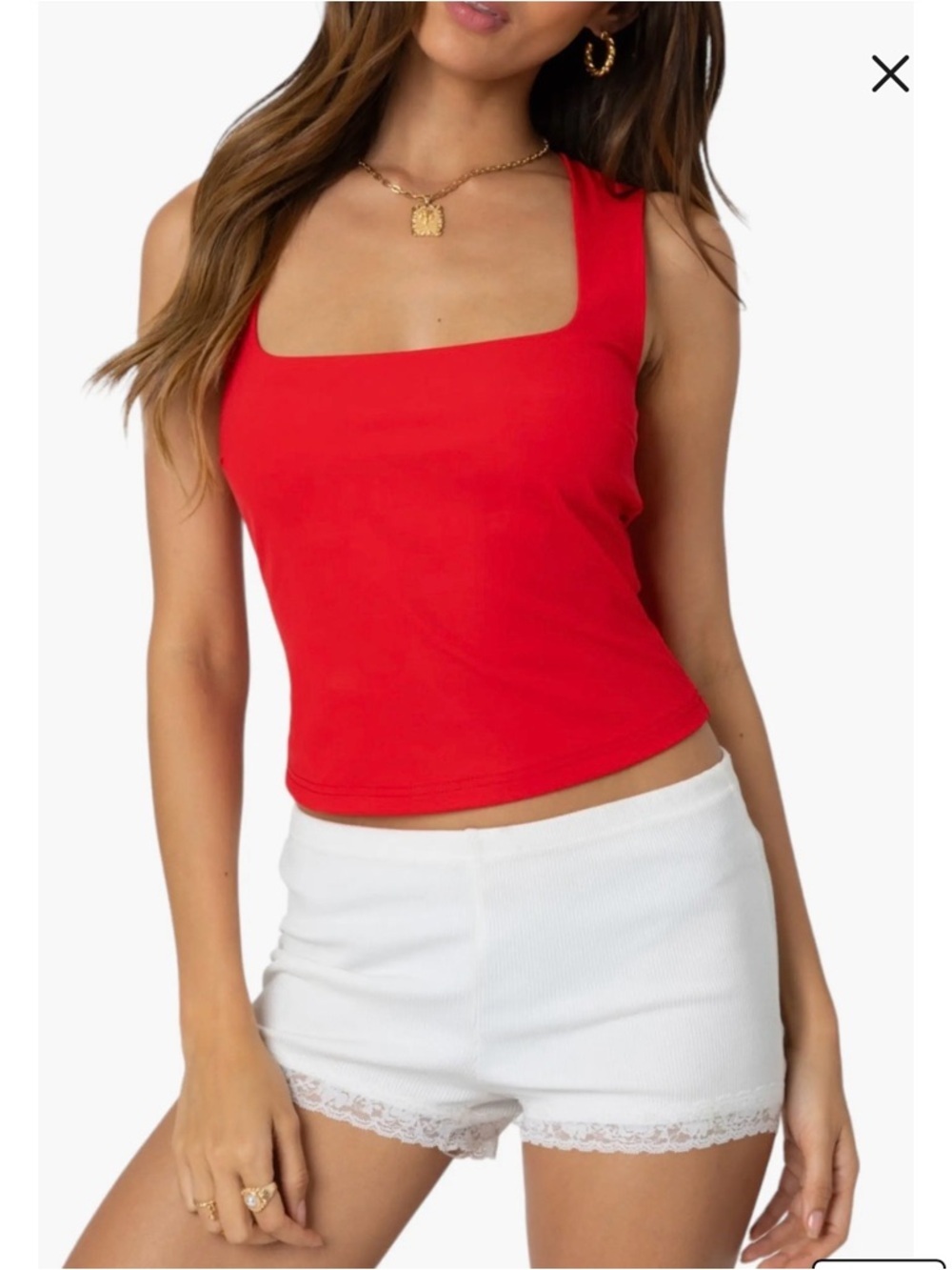 Edikted  NWOT Bright Red Essy Square Neck Top